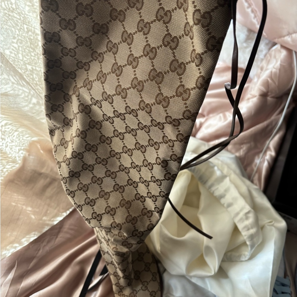 Gucci Tan and Brown Logo Tie